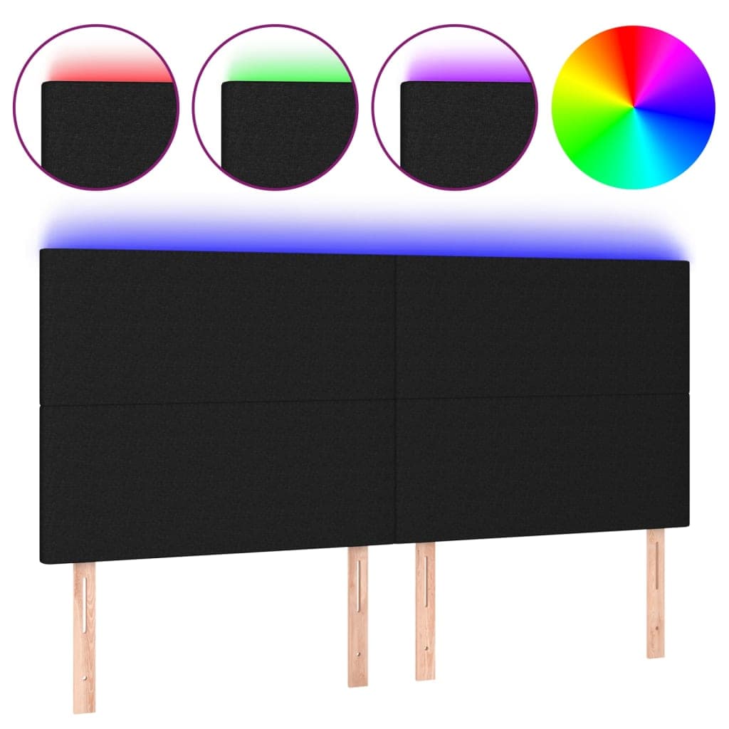 Cabeceira de Cama com Luzes led Tecido 200x5x118/128 cm Preto - 3122168
