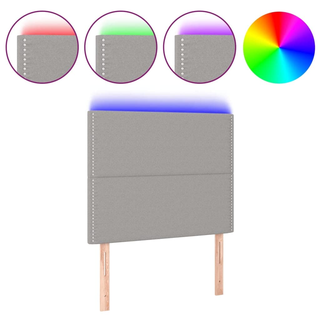 Cabeceira Cama com Luzes led Tecido 90x5x118/128cm Cinza-claro - 3122266