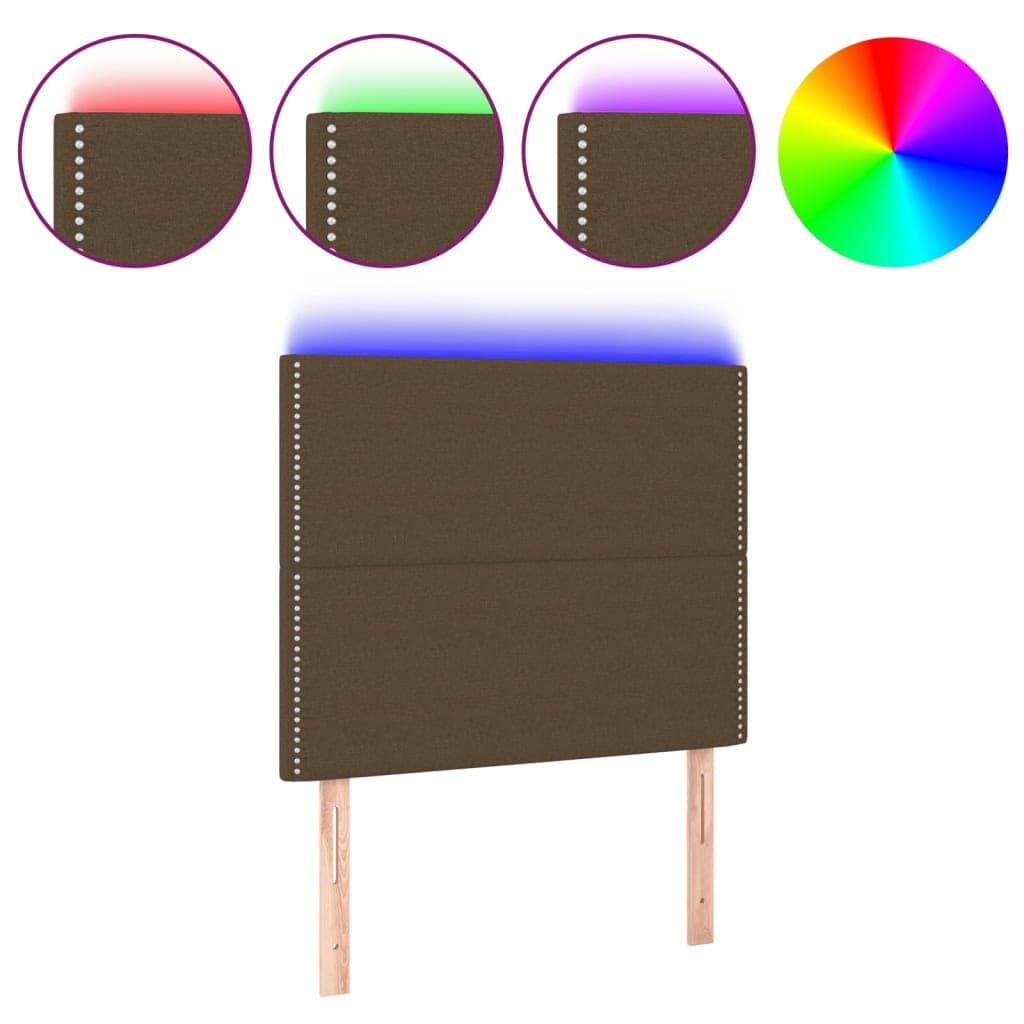 vidaXL Cabeceira de cama c/ luzes LED tecido 90x5x118/128 cm castanho