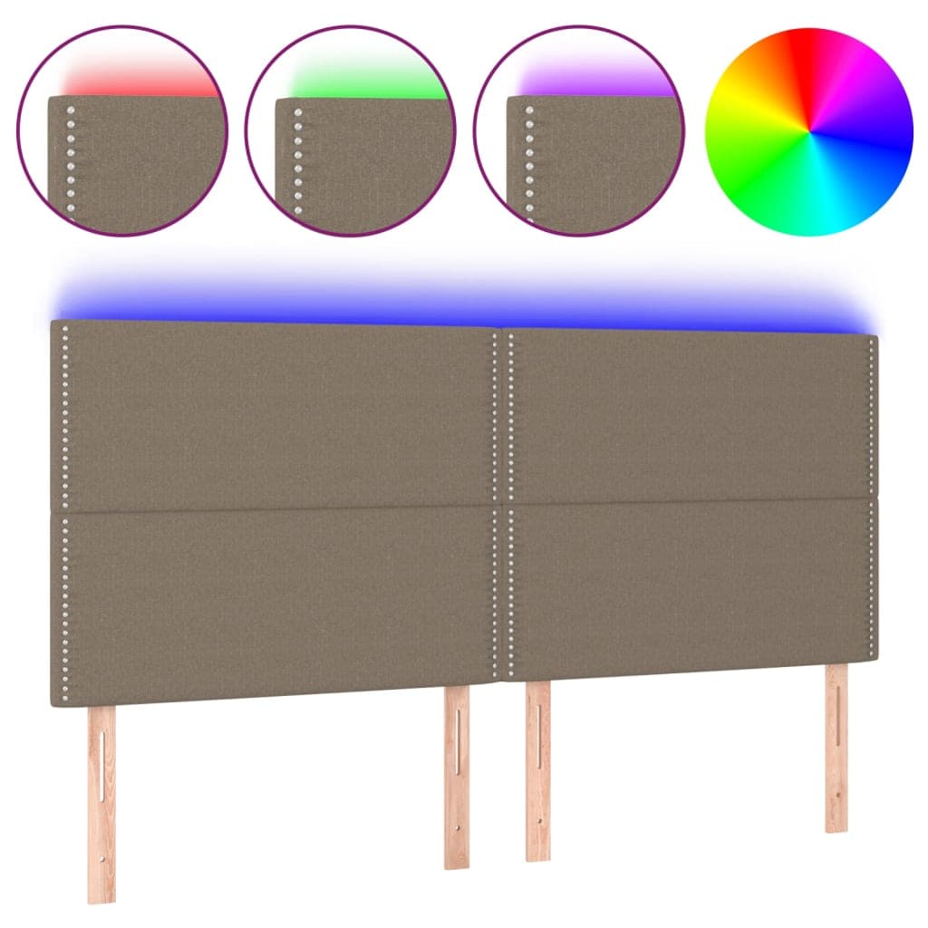 vidaXL Cabeceira cama c/ LED tecido 200x5x118/128 cm cinza-acastanhado