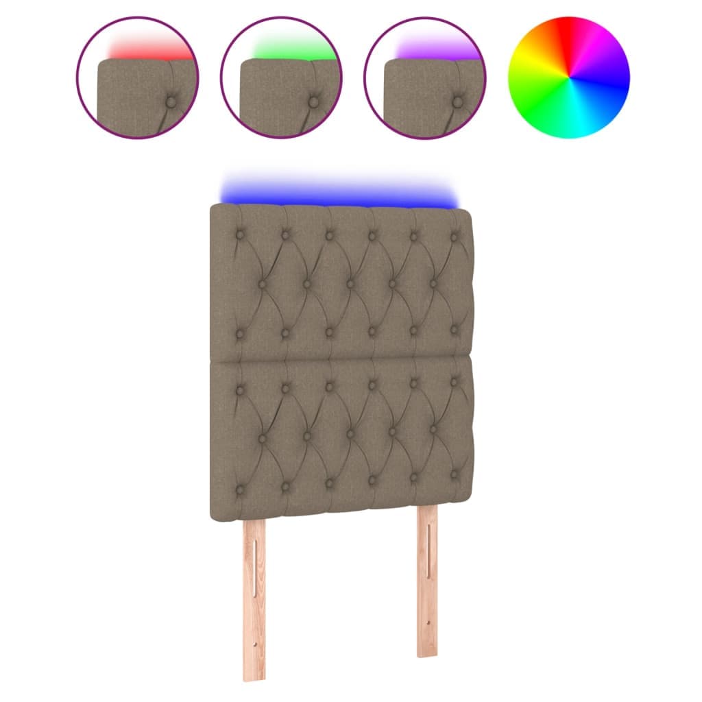 vidaXL Cabeceira cama c/ LED tecido 80x7x118/128cm cinza-acastanhado