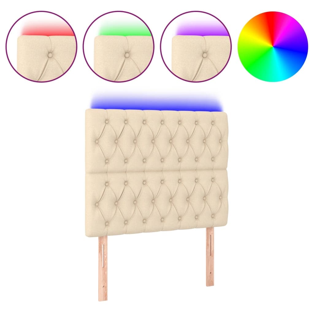 Cabeceira Cama com Luzes led Tecido 90x7x118/128 cm Cor Creme - 3122747
