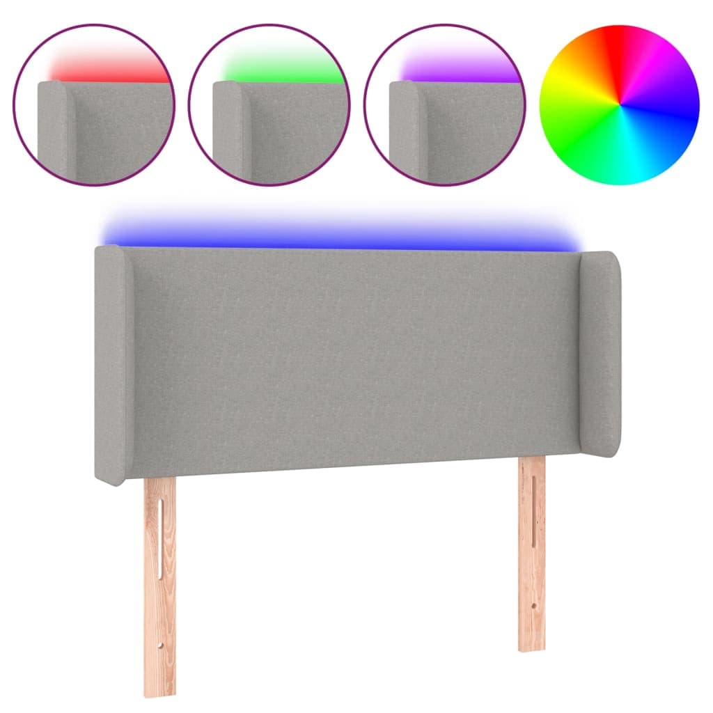 Cabeceira de Cama com Luzes led Tecido 93x16x78/88cm Cinza-claro - 3122938