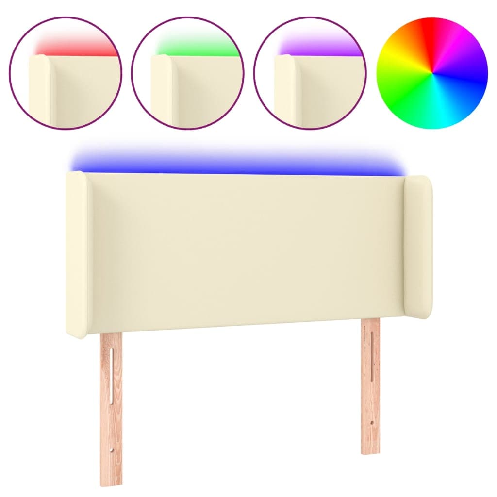Cabeceira de Cama com led 83x16x78/88 cm Couro Artificial Crème - 3123030