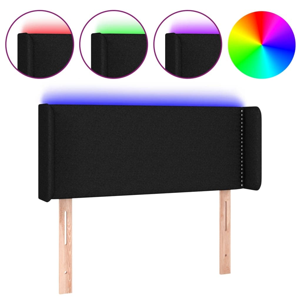 Cabeceira de Cama com Luzes led Tecido 103x16x78/88 cm Preto - 3123088