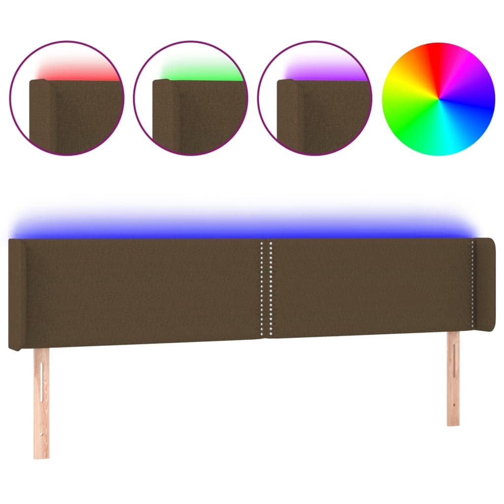 vidaXL Cabeceira de cama c/ luzes LED tecido 183x16x78/88 cm castanho