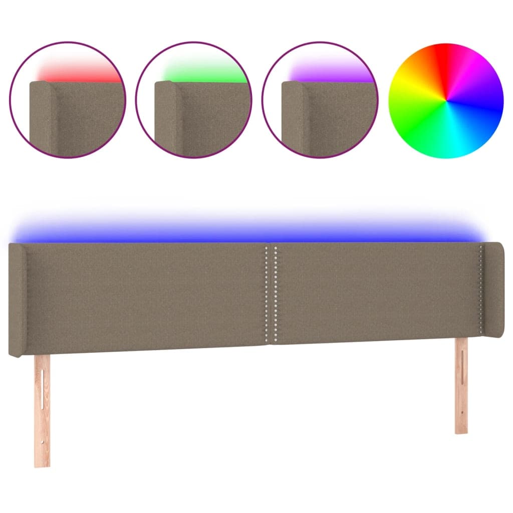vidaXL Cabeceira de cama c/ luzes LED 203x16x78/88cm cinza-acastanhado