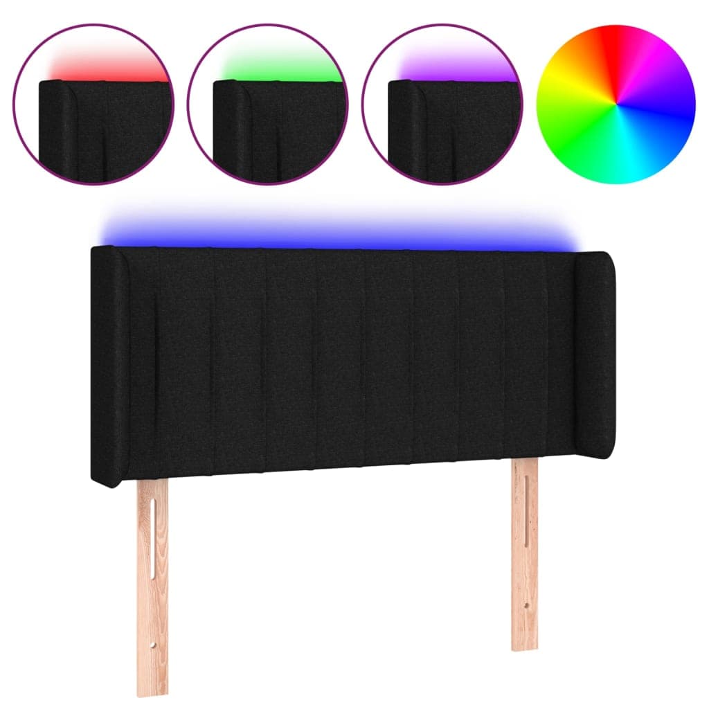 vidaXL Cabeceira de cama c/ luzes LED tecido 83x16x78/88 cm preto