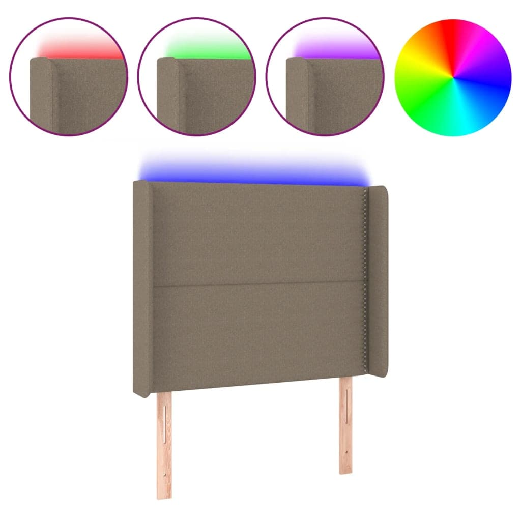 vidaXL Cabeceira cama c/ LED tecido 93x16x118/128 cm cinza-acastanhado