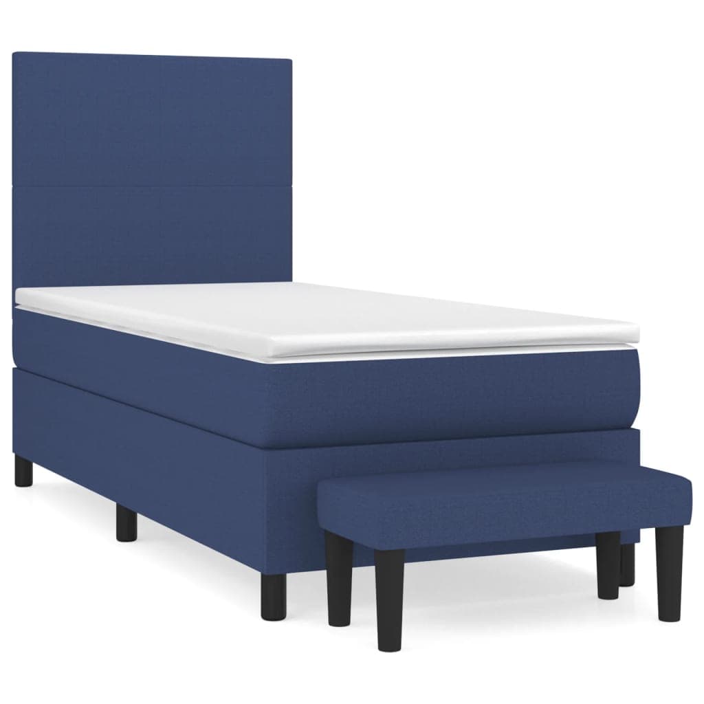 vidaXL Cama com molas/colchão 90x190 cm tecido azul