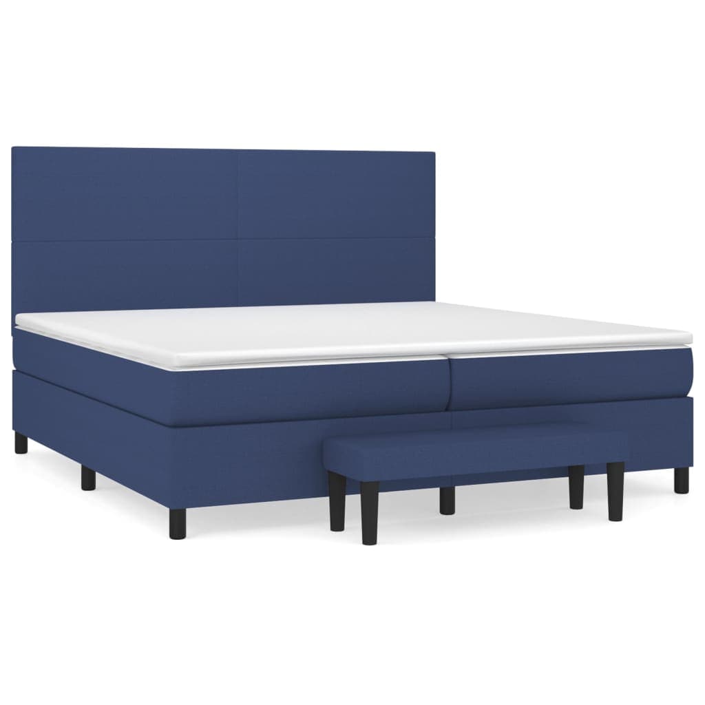 Cama com Molas/colchão 200x200 cm Tecido Azul - 3136467
