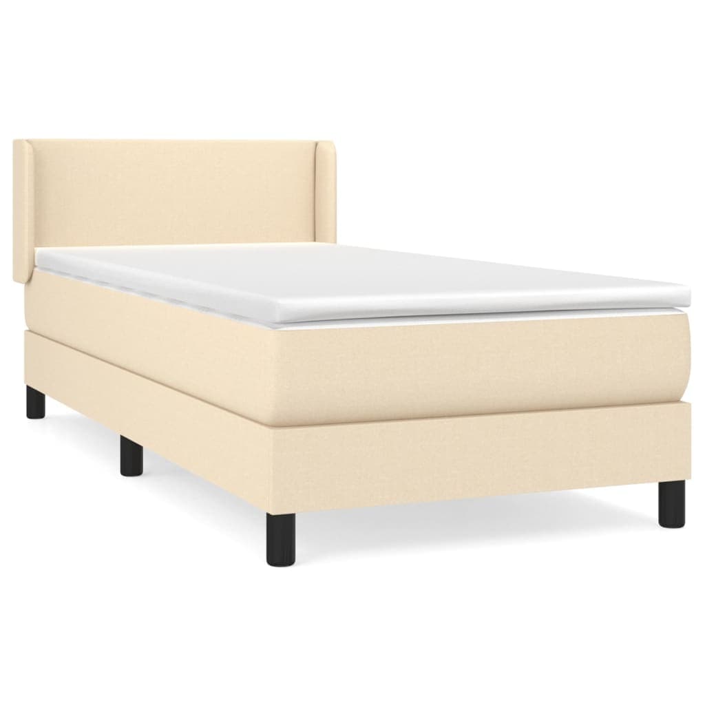 vidaXL Cama com molas/colchão 90x190 cm tecido cor creme