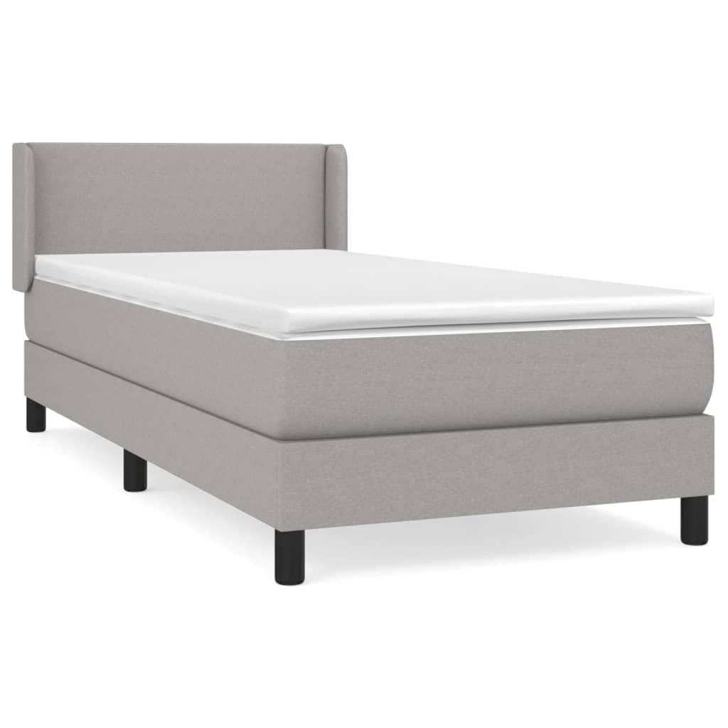 vidaXL Cama com molas/colchão 90x200 cm tecido cinza-claro