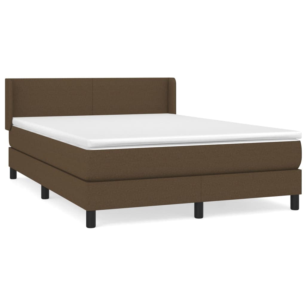 vidaXL Cama com molas/colchão 140x200 cm tecido castanho-escuro