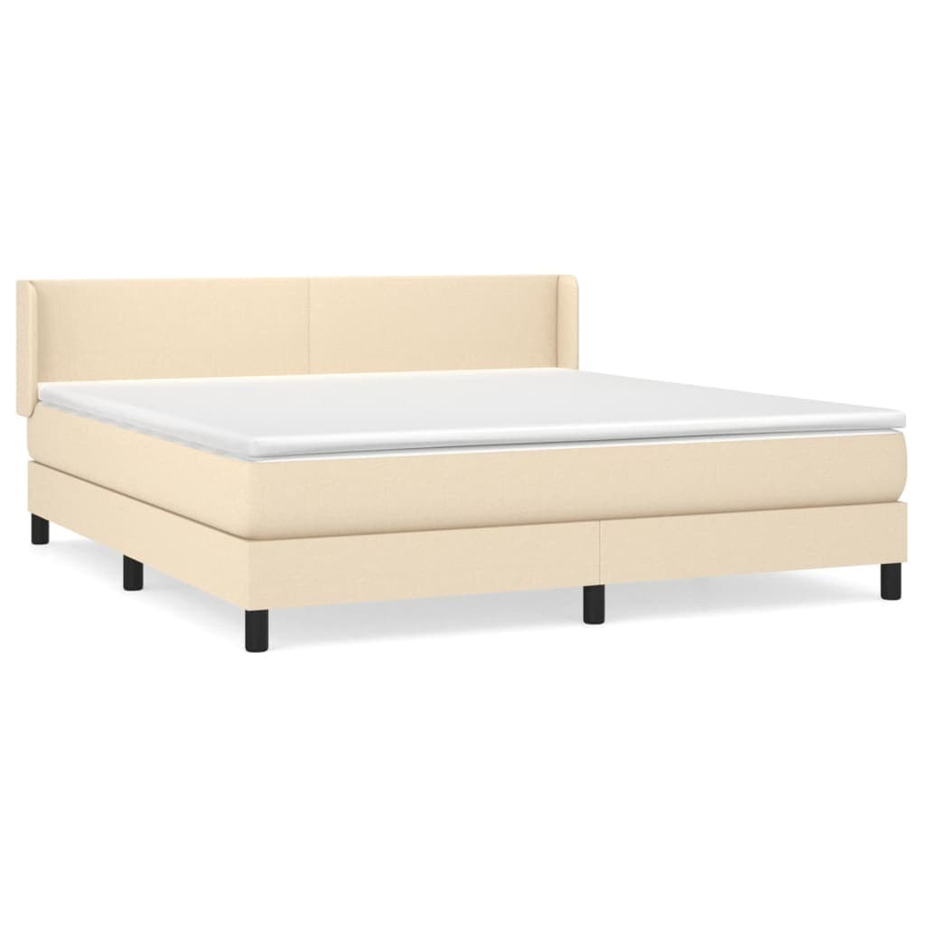 vidaXL Cama com molas/colchão 160x200 cm tecido cor creme