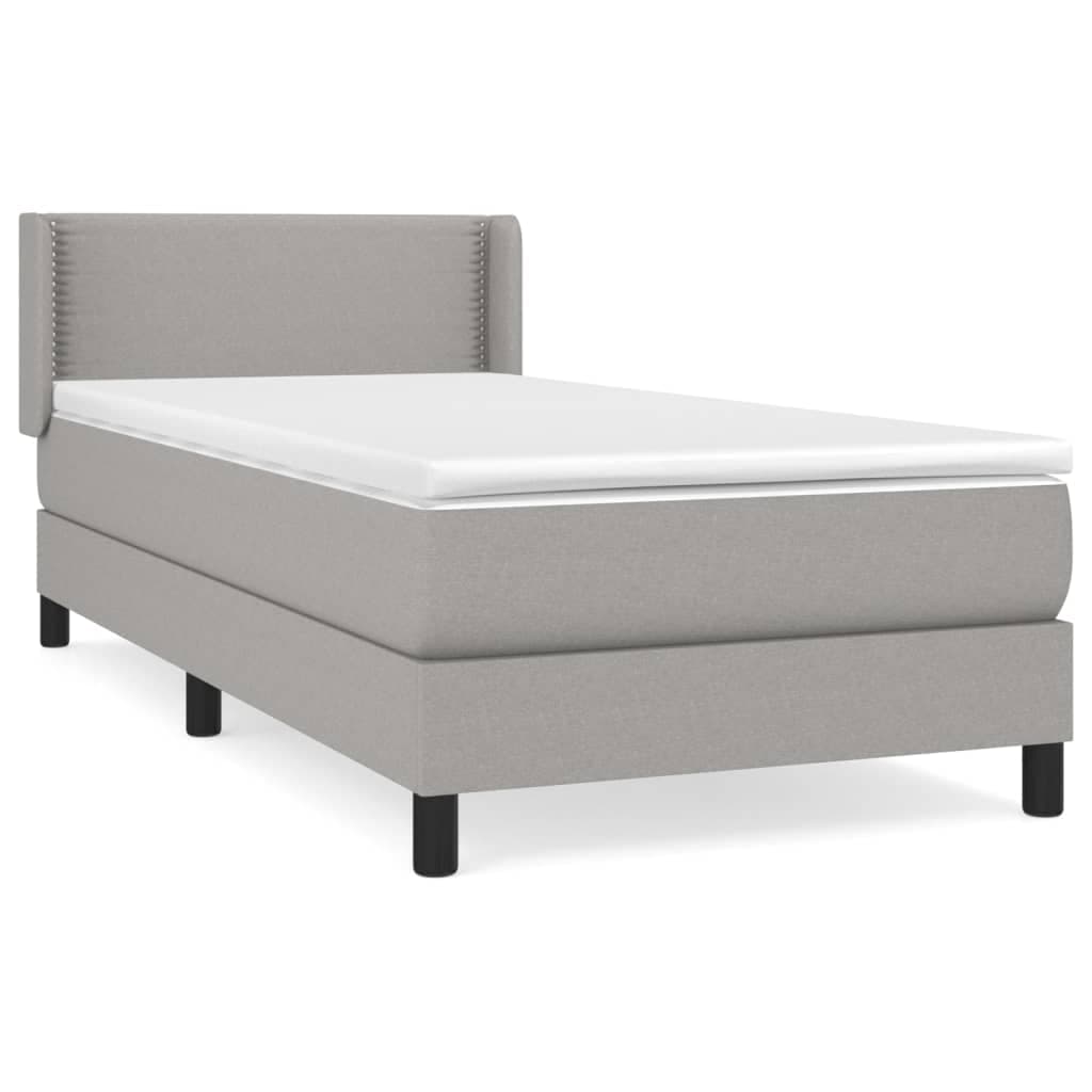 vidaXL Cama com molas/colchão 90x200 cm tecido cinza-claro
