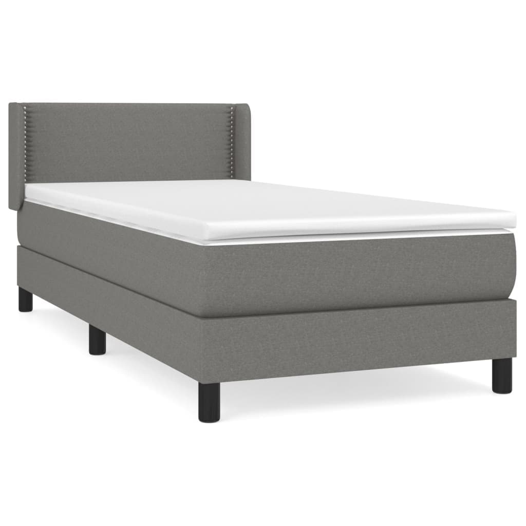 vidaXL Cama com molas/colchão 100x200 cm tecido cinza-escuro