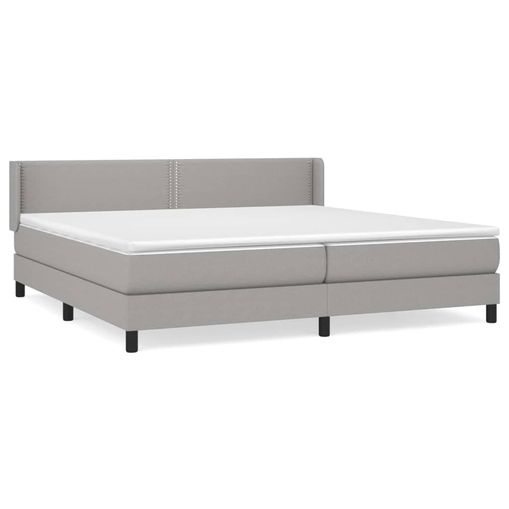 vidaXL Cama com molas/colchão 200x200 cm tecido cinza-claro