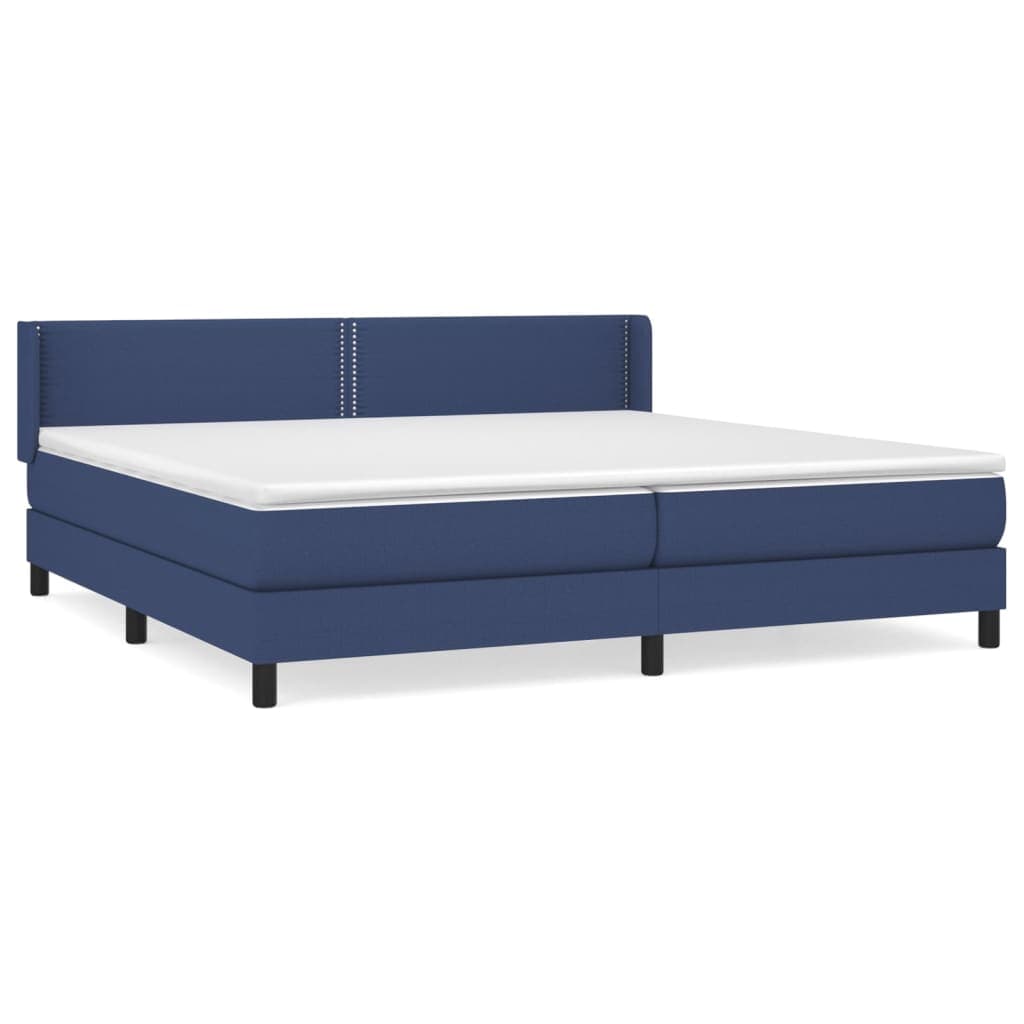 vidaXL Cama com molas/colchão 200x200 cm tecido azul