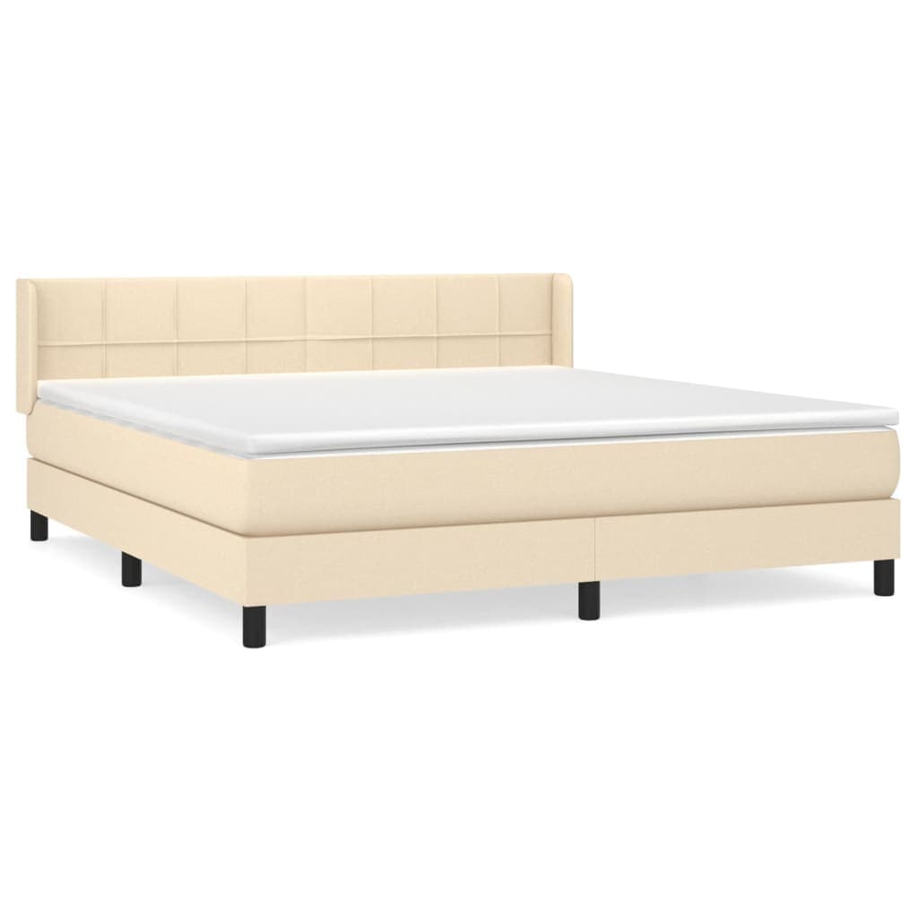 vidaXL Cama com molas/colchão 180x200 cm tecido cor creme