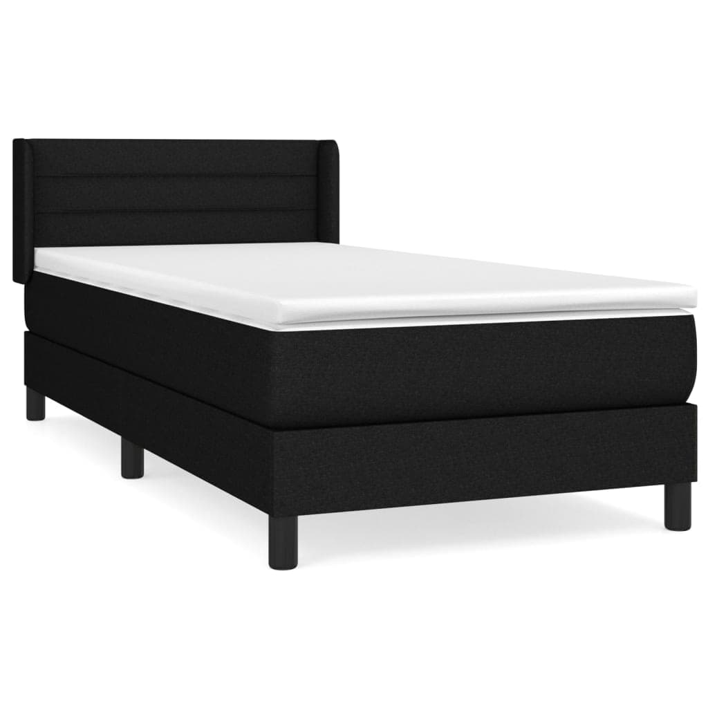 vidaXL Cama com Molas/colchão 100x200 cm Tecido Preto - 2734352641