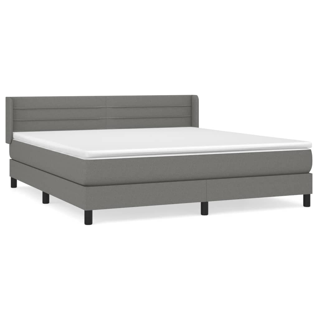 vidaXL Cama com Molas/colchão 160x200 cm Tecido Cinzento-escuro - 2146330945