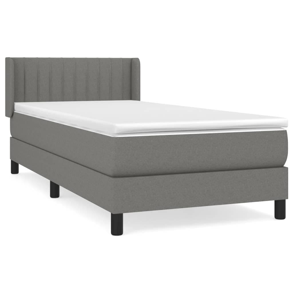 vidaXL Cama com Molas/colchão 90x200 cm Tecido Cinzento-escuro - 461548613