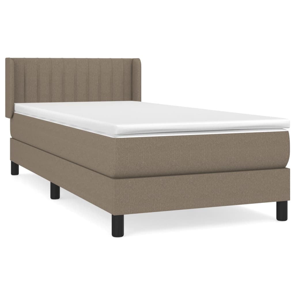vidaXL Cama com molas/colchão 100x200 cm tecido cinza-acastanhado