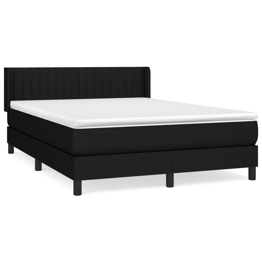 vidaXL Cama com Molas/colchão 140x200 cm Tecido Preto - 2932566565