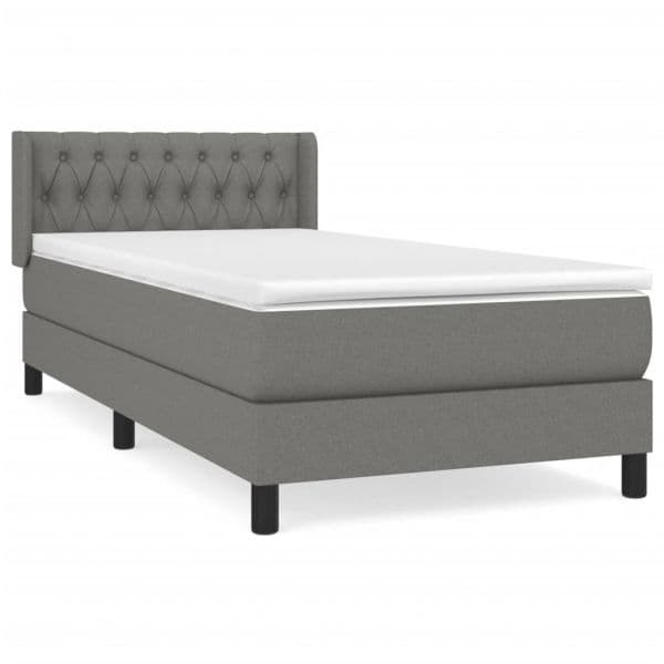 vidaXL Cama com Molas/colchão 90x190 cm Tecido Cinza-escuro - 2387908354