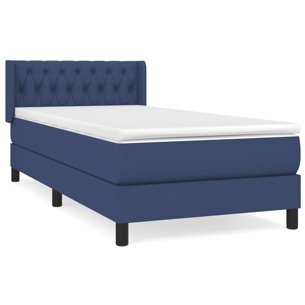 vidaXL Cama com Molas/colchão 100x200 cm Tecido Azul - 3412444438