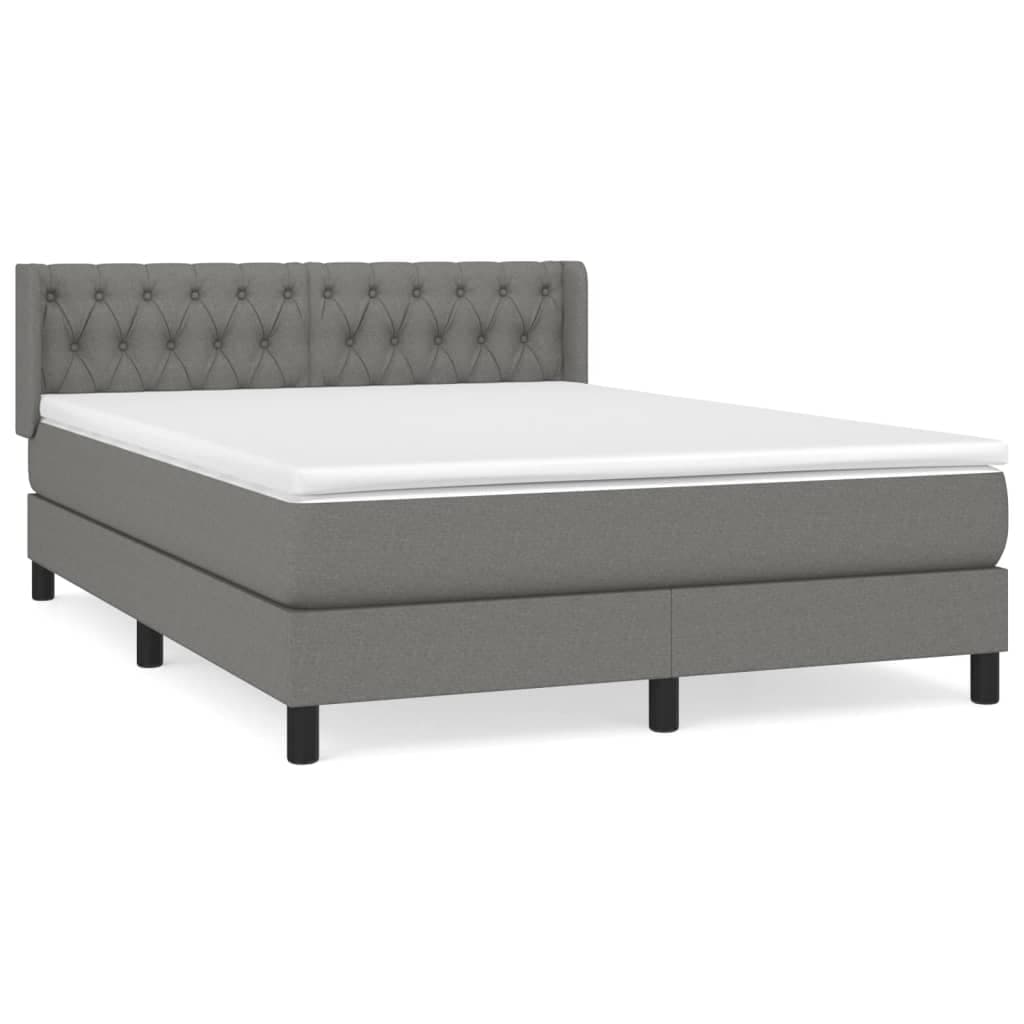 vidaXL Cama com molas/colchão 140x190 cm tecido cinzento-escuro