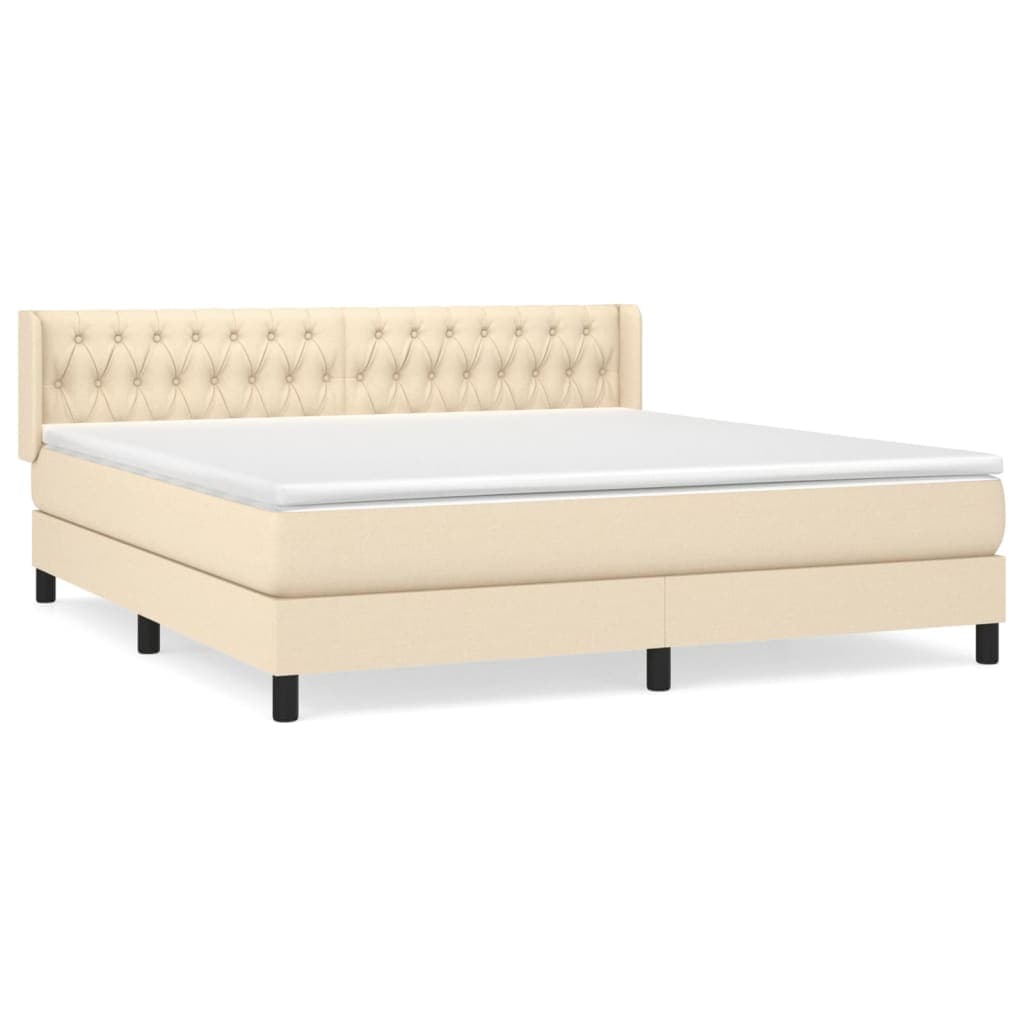vidaXL Cama com molas/colchão 180x200 cm tecido cor creme