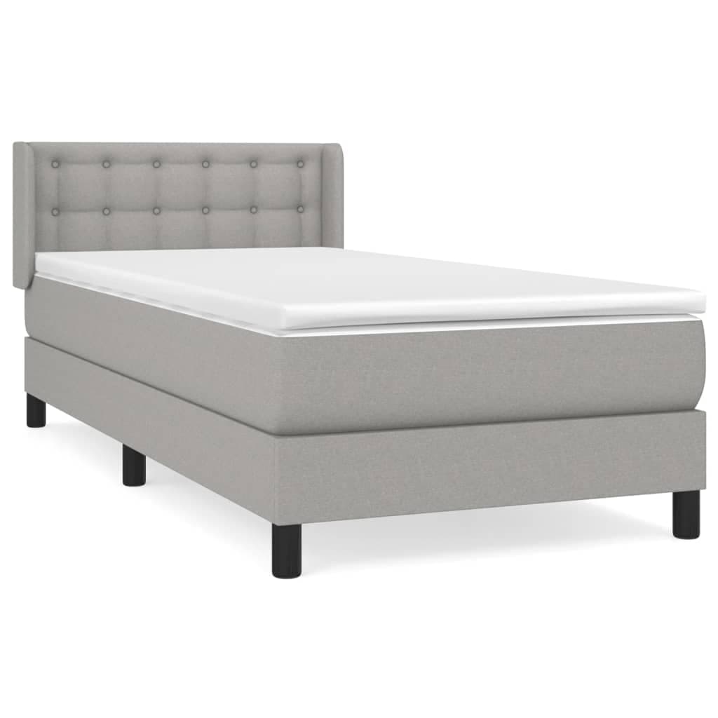 vidaXL Cama com molas/colchão 80x200 cm tecido cinza-claro