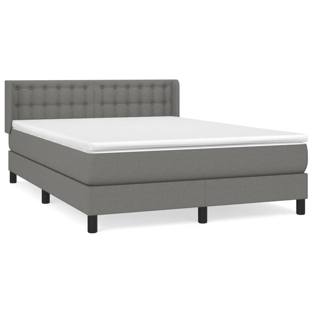 vidaXL Cama com Molas/colchão 140x200 cm Tecido Cinzento-escuro - 4091258933