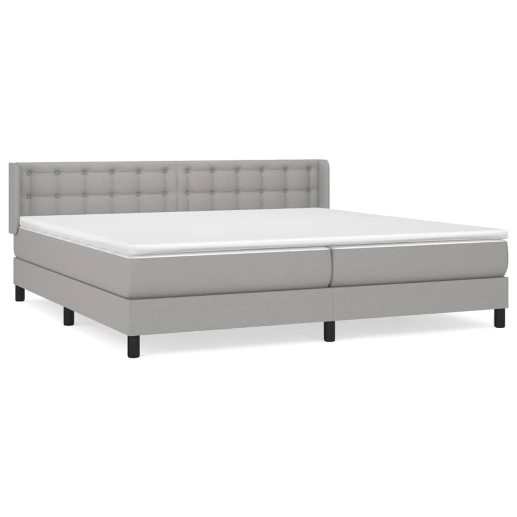 vidaXL Cama com molas/colchão 200x200 cm tecido cinza-claro