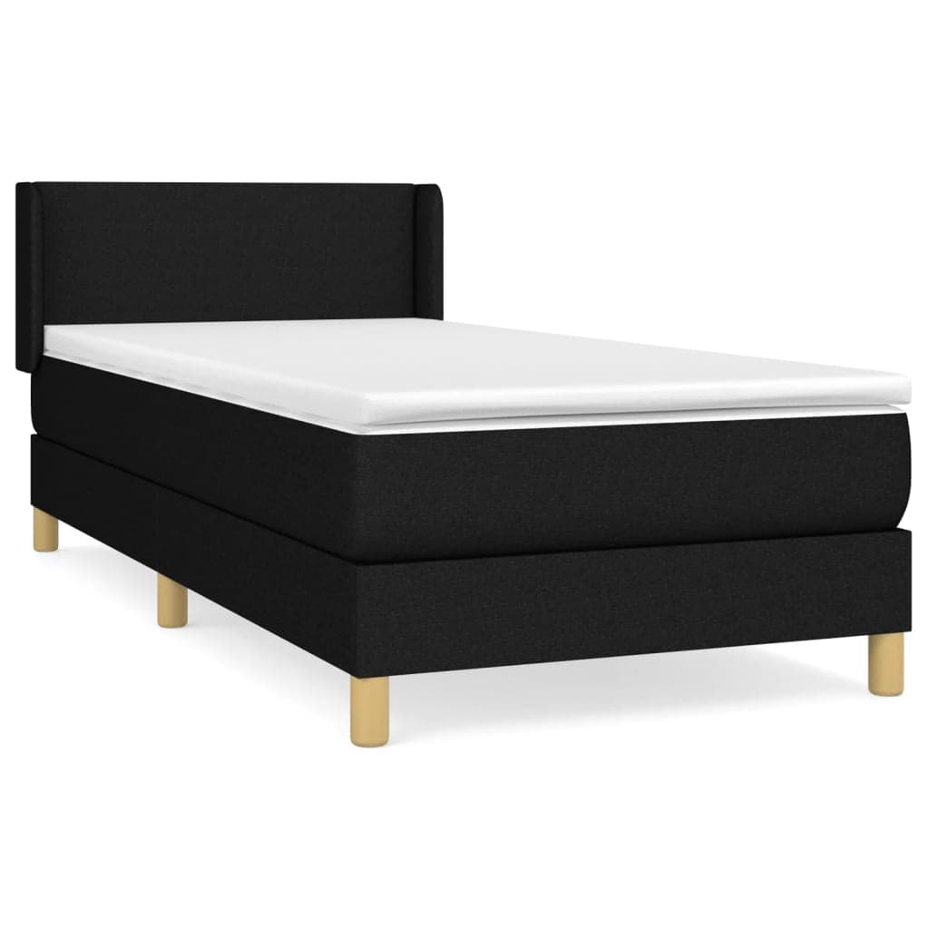 vidaXL Cama com molas/colchão 80x200 cm tecido preto