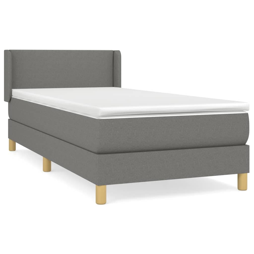 vidaXL Cama com molas/colchão 90x190 cm tecido cinza-escuro
