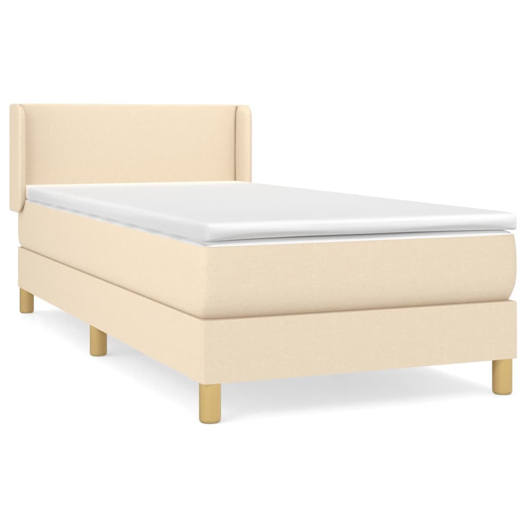 vidaXL Cama com Molas/colchão 90x190 cm Tecido Cor Creme - 2650874138