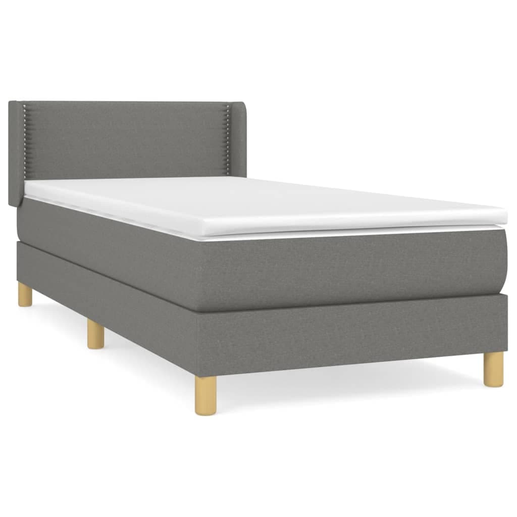vidaXL Cama com Molas/colchão 80x200 cm Tecido Cinzento-escuro - 1398158825