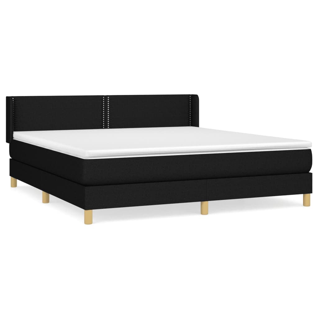 vidaXL Cama com molas/colchão 180x200 cm tecido preto