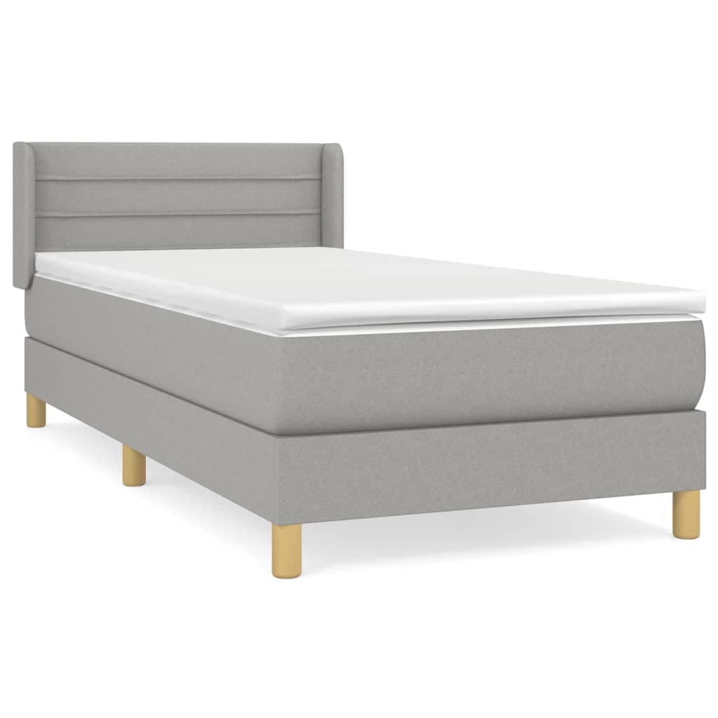 vidaXL Cama com molas/colchão 80x200 cm tecido cinza-claro
