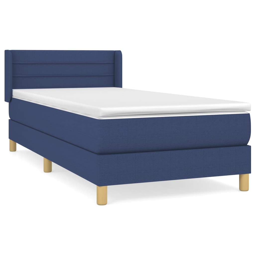 vidaXL Cama com molas/colchão 80x200 cm tecido azul