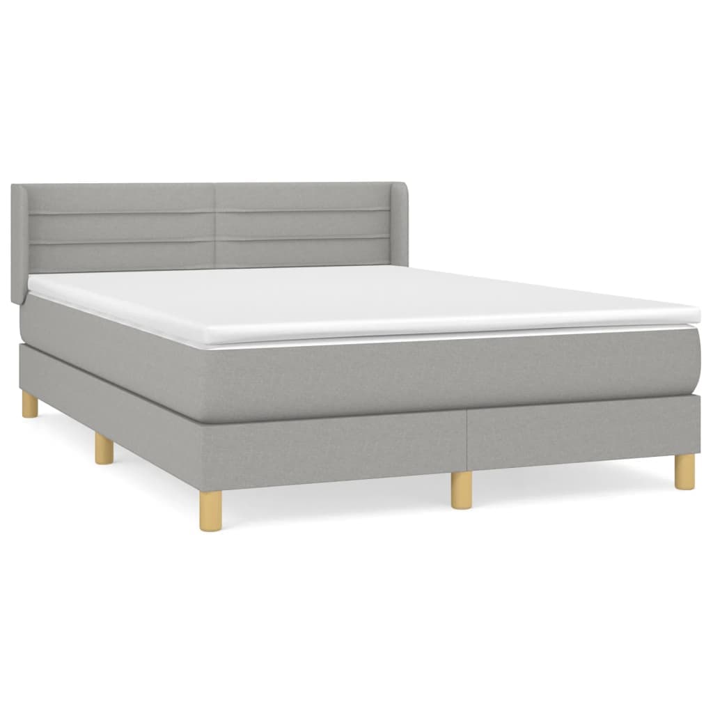 vidaXL Cama com Molas/colchão 140x190 cm Tecido Cinzento-claro - 3386617917