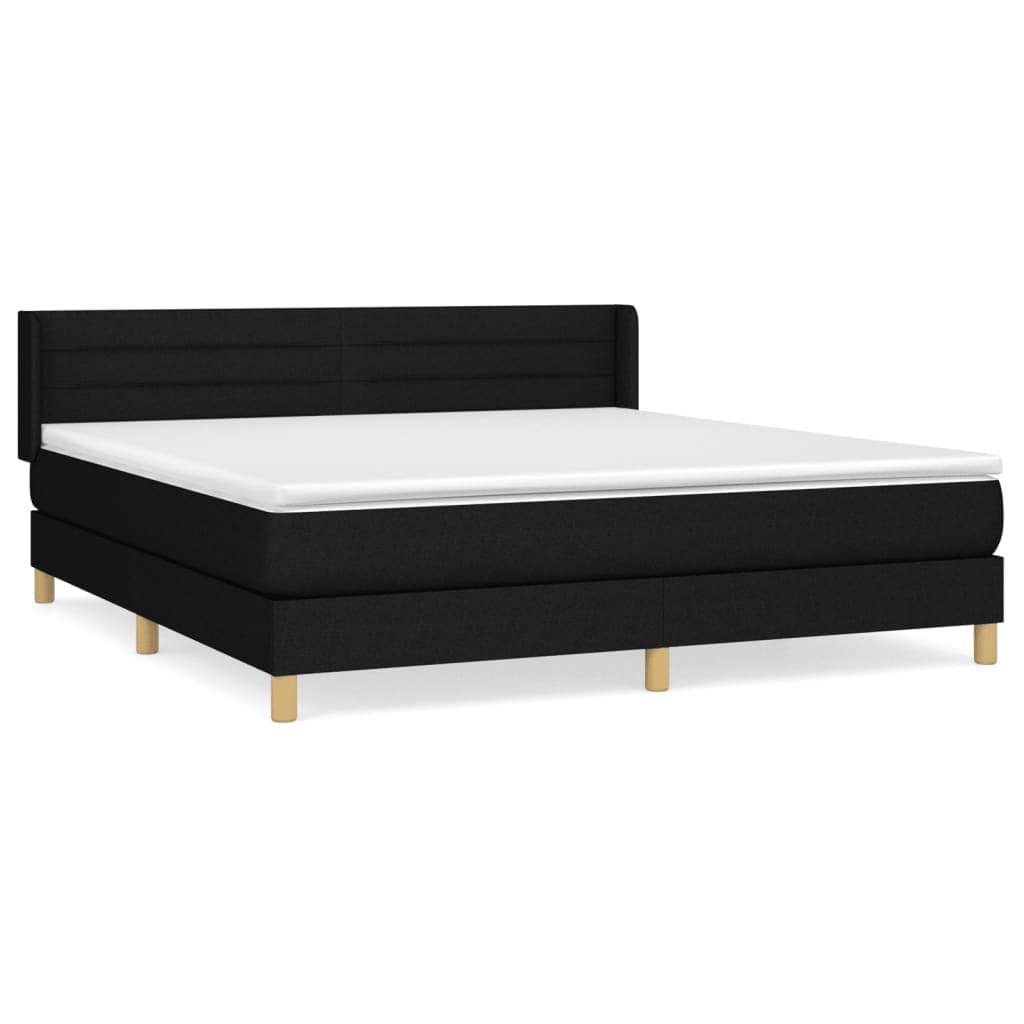 vidaXL Cama com molas/colchão 160x200 cm tecido preto