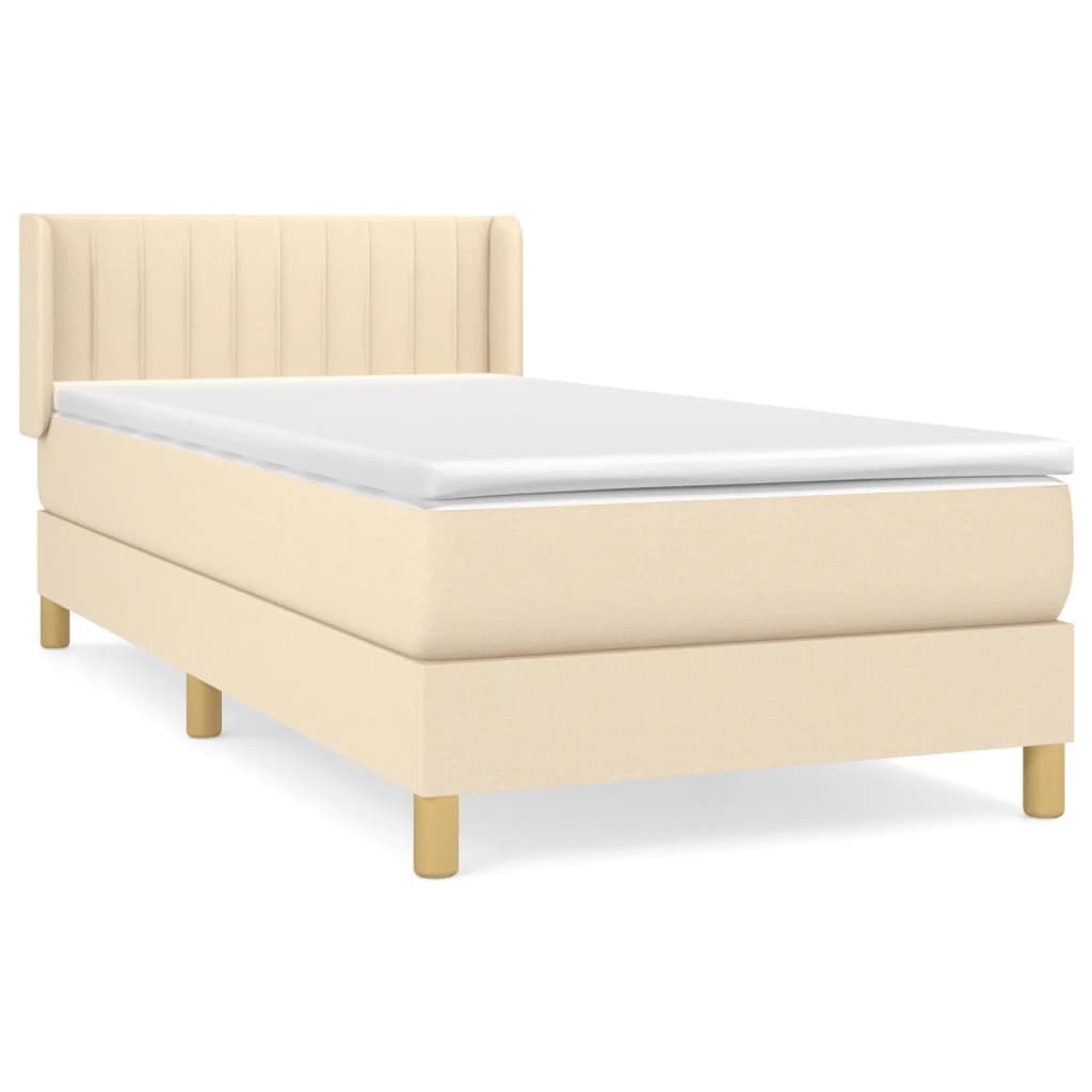 vidaXL Cama com molas/colchão 80x200 cm tecido cor crème