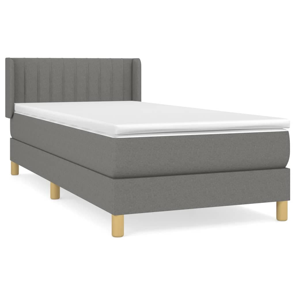 vidaXL Cama com molas/colchão 90x200 cm tecido cinzento-escuro