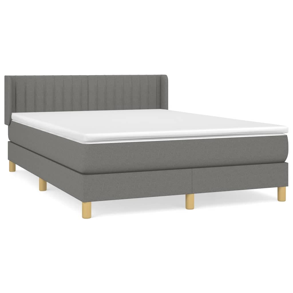vidaXL Cama com Molas/colchão 140x200 cm Tecido Cinzento-escuro - 4107403497