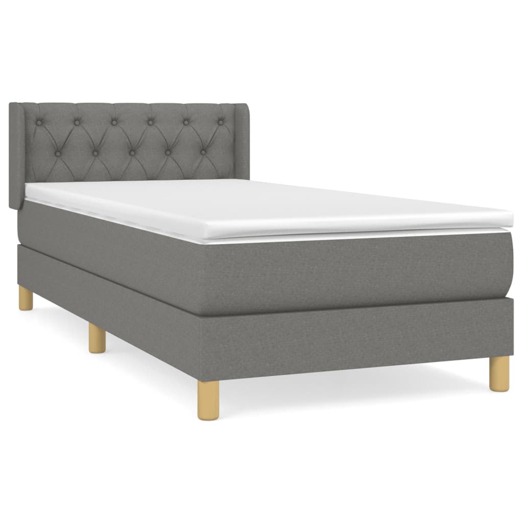 vidaXL Cama com molas/colchão 80x200 cm tecido cinzento-escuro