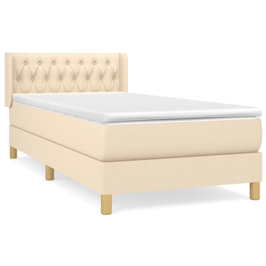 vidaXL Cama com Molas/colchão 100x200 cm Tecido Cor Creme - 238938211